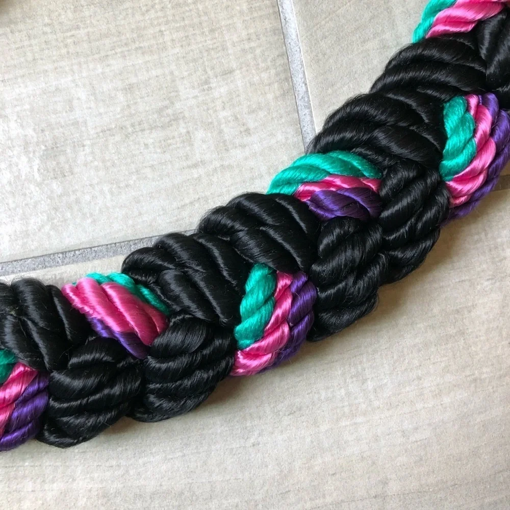 Vintage belts bundle - teal leaf and magenta blue braid.